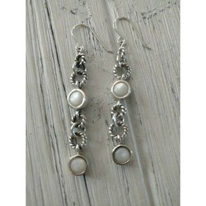 Sunstone Sterling Silver 925 Mother of Pearl Circle Link Dangle Earrings